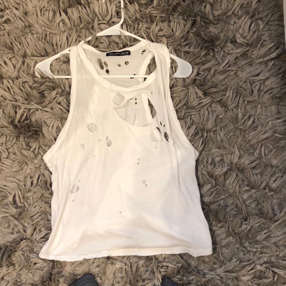White ripped tank